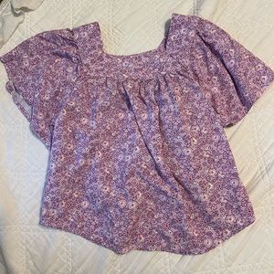 Purple floral flowy top xs